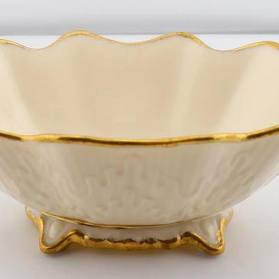 Lenox Footed Oval Candy or Nut Dish with 24K Gold Trim