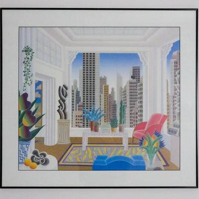 28” x 28” Thomas McKnight Wall Art “Art Deco Room,” 1988