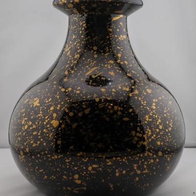 San Miguel Recycled Glass Vase – Hand Made in Spain – Black with Gold Speckle

