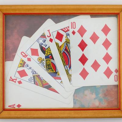 Vintage Framed Playing Cards Wall Art | Wood Frame | Casino Style Decor