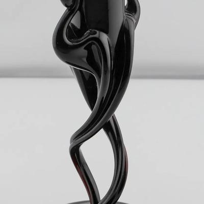 Vintage Makora Krosno Black Amethyst Art Glass “Spider Legs” Taper Candle Holder
