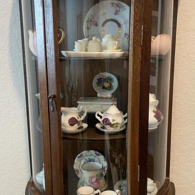 Curio Cabinet with Mini Tea Sets