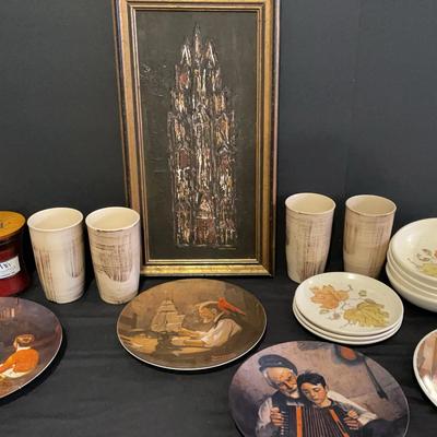 Norman Rockwell Collectors Plates, Cathedral Painting by Groningen, Pottery and More! 