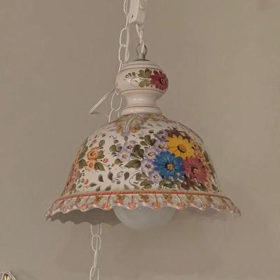 Vintage Porcelain Floral Hanging Lamp