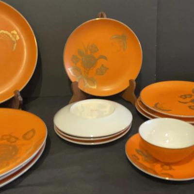 MCM Orange and Gold Dish Set