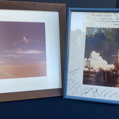 Picture Of Space Rocket Taking Off Signed By Astronauts And Another Pic