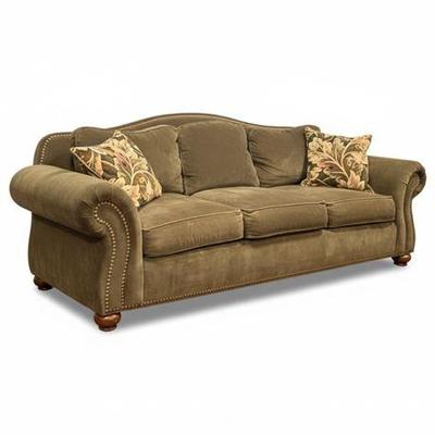 Lot 008  Ethan Allen Camelback Velvet Sofa