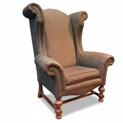 Lot 004  
Broyhill Upholstery Queen Anne-Style Upholstered Wingback Armchair