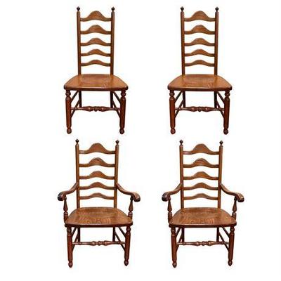 Lot 014   
Ethan Allen Ladderback Side and Arm Chairs, Set of Four (4)