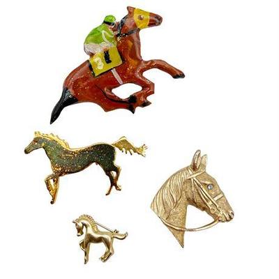Lot 100-351  
Equestrian Costume Jewelry, Four (4) Pieces