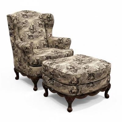 Lot 020  
"Field & Stream Home" Wingback Armchair and Ottoman by Best Home Furnishings