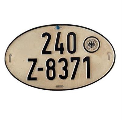 Lot 017  
Vintage Original Oval German License Plate