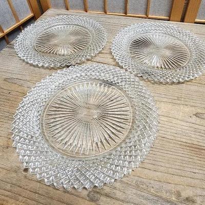 Miss America Anchor Hocking Glass Dinner Plates 3pc