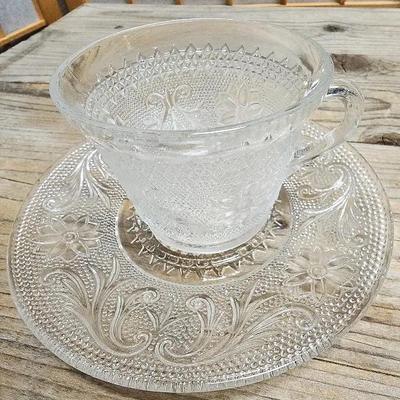 Indiana Glass Tiara Pattern Cup and Saucer Vintage