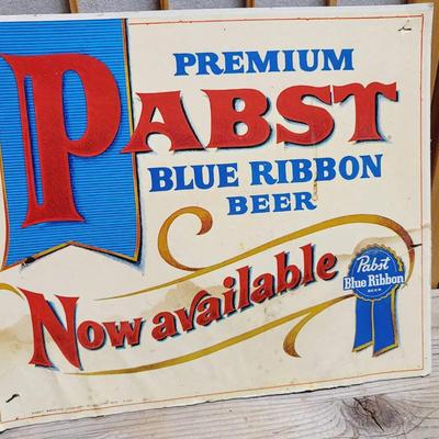 Pabst Blue Ribbon Sign Cardboard TLC