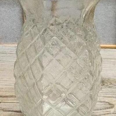 Clear Glass Criss-Cross Pattern Vintage Vase