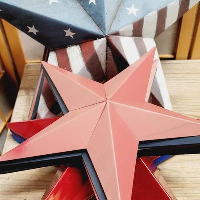 Huge 30 Pc Lot Of Metal Stars Red White Blue and Flag Patterned 