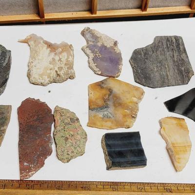 Lapidary Slab Lot 8 13pc Jasper Amethyst Agate More