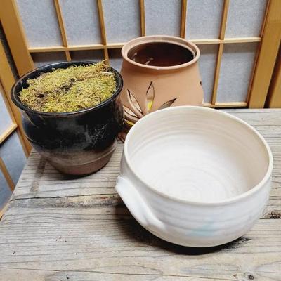 3pc Artsy and Art Pottery Lot - 1 Signed