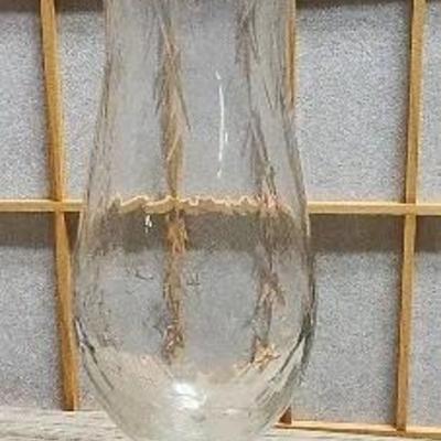 Victorian Etched Glass Vase Vintage 