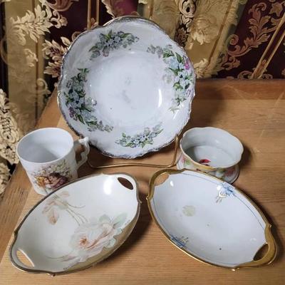 Mix & March Floral Bavarian and Unmarked China Bowls Cups