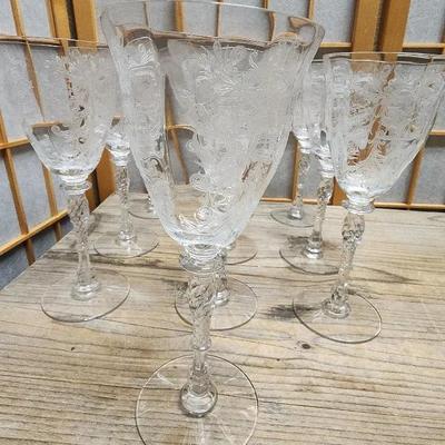 Cambridge Crystal Claret Wine Glasses Vintage 10pc Set 