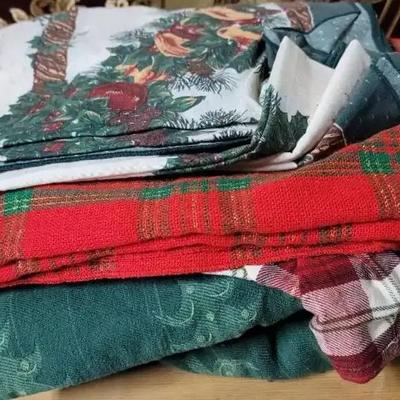 Christmas Winter Holiday Tablecloth Lot - Mixed Sizes