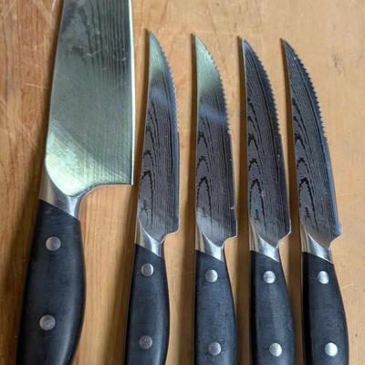 The Trusted Butcher Serrated Damascus Blade Knife Set