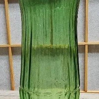 Vintage E. O. Brody Co. Green Ribbon Glass Vase