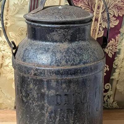 Steel Black Milk Can - Antique 