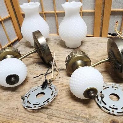 Fenton Hobnail Lamps and Lampshades -UNTESTED