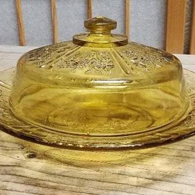 Federal Glass "Sharon" Amber Butter Dish Vintage