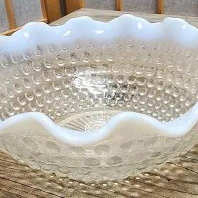 Anchor Hocking Hobnail Moonstone Glass Bowl Vintage