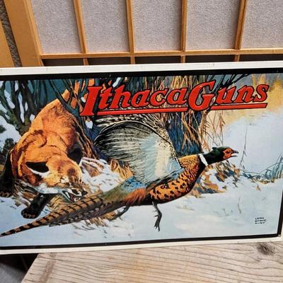 Ithaca Guns Metal Sign with Fox And Pheasant
