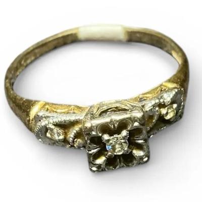 14k Two-Tone Gold & Diamond Vintage Ring
