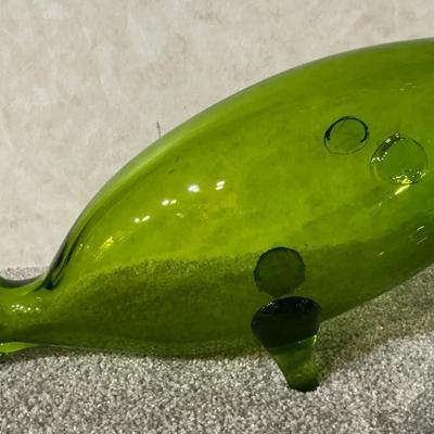 Blenko 16” Large Rare Emerald Green Blown Glass Fish 