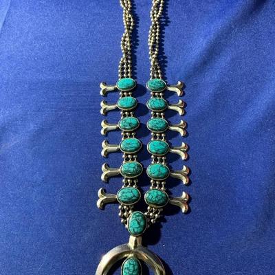 Squash Blossom Style Costume Jewelry Necklace 