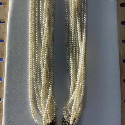 14kt Gold 18” 8 Strand Pearl Necklace 