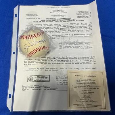 Joe DiMaggio New York Yankees Signed Baseball w/ CoA