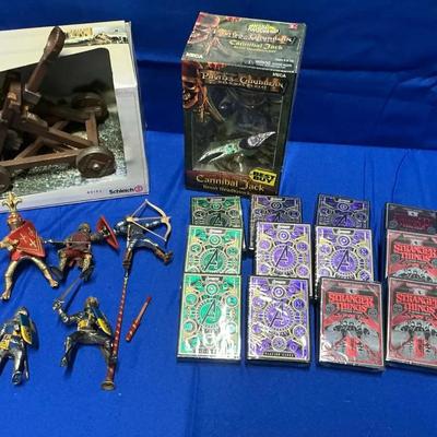 Schleich Catapult & Knights, Pirates of The Carribean Figure, Stranger Things & More Playing Cards