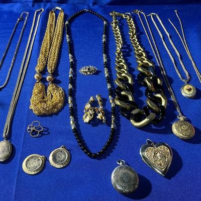 Gold Tone Costume Jewelry With CZ Stones 