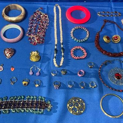 Red And Purple Hue Costume jewelry With stones 