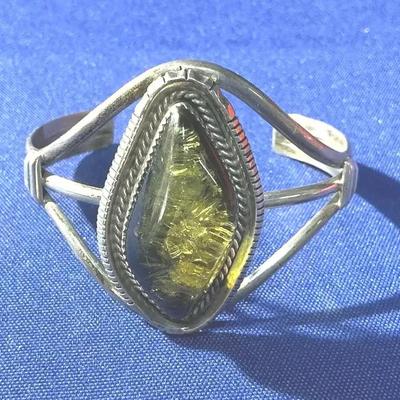 Native American Sterling Silver Cuff Bracelet Signed 