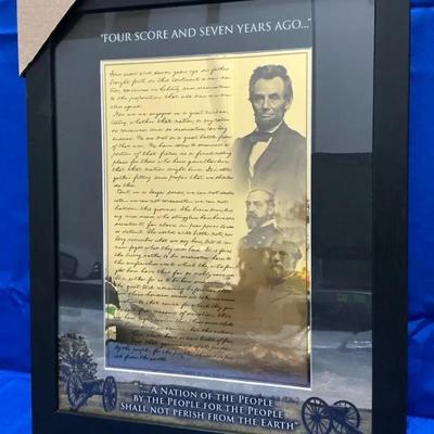 Bradford Exchange 24k Gold Gettysburg Address 20"h x 16"w