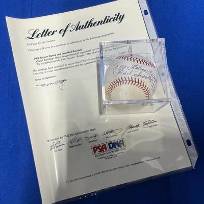 Phil "Scooter" Rizzuto New York Yankees Signed Baseball w/ Letter of Authenticity