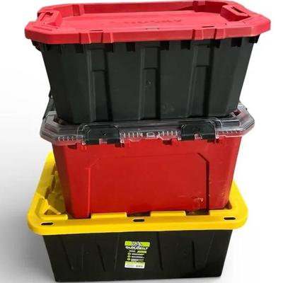 Large Storage Totes Husky 15gal & 20gal, Durabilt 27gal