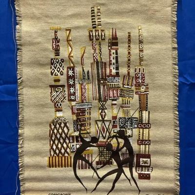 Donald Clark Corroboree Aboriginal Silk Screen Linen Wall Hanging