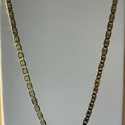 24” 14kt Gold Mariner Link Bracelet With Star Pattern (21g) 