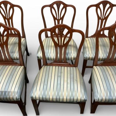 Set of 6 Shield Back Silk Seat Dining Chairs 
