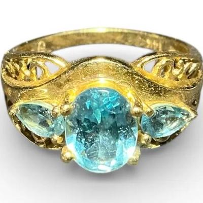 14k Gold & Blue Topaz Ring